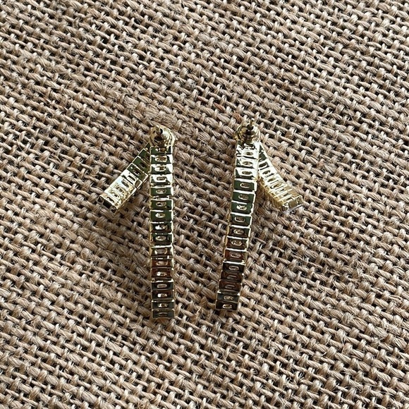 925 Sterling Silver Gold Plated Baguette Earrings Geometric Zircon Earrings - Picture 9 of 15